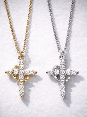 925 Sterling Silver Cross Necklace Gold or Silver ✨ CZ / Minimalist New